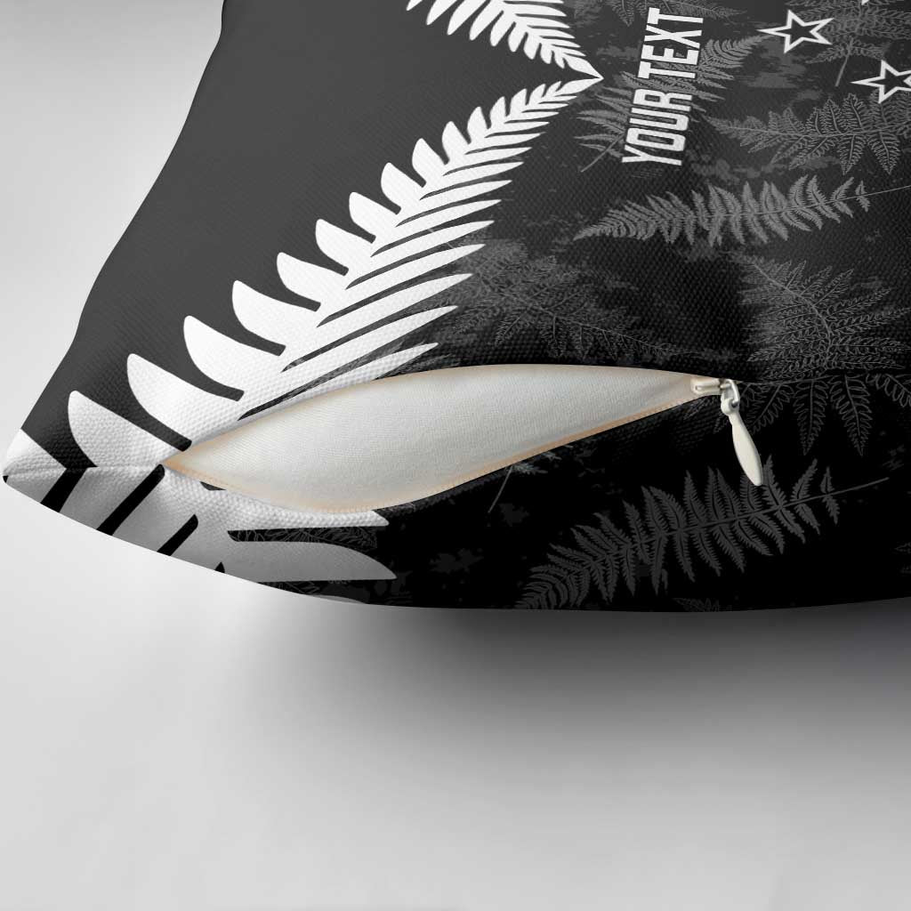 Custom New Zealand Silver Fern Football Pillow Cover Go Aotearoa Grunge Black - Vibe Hoodie