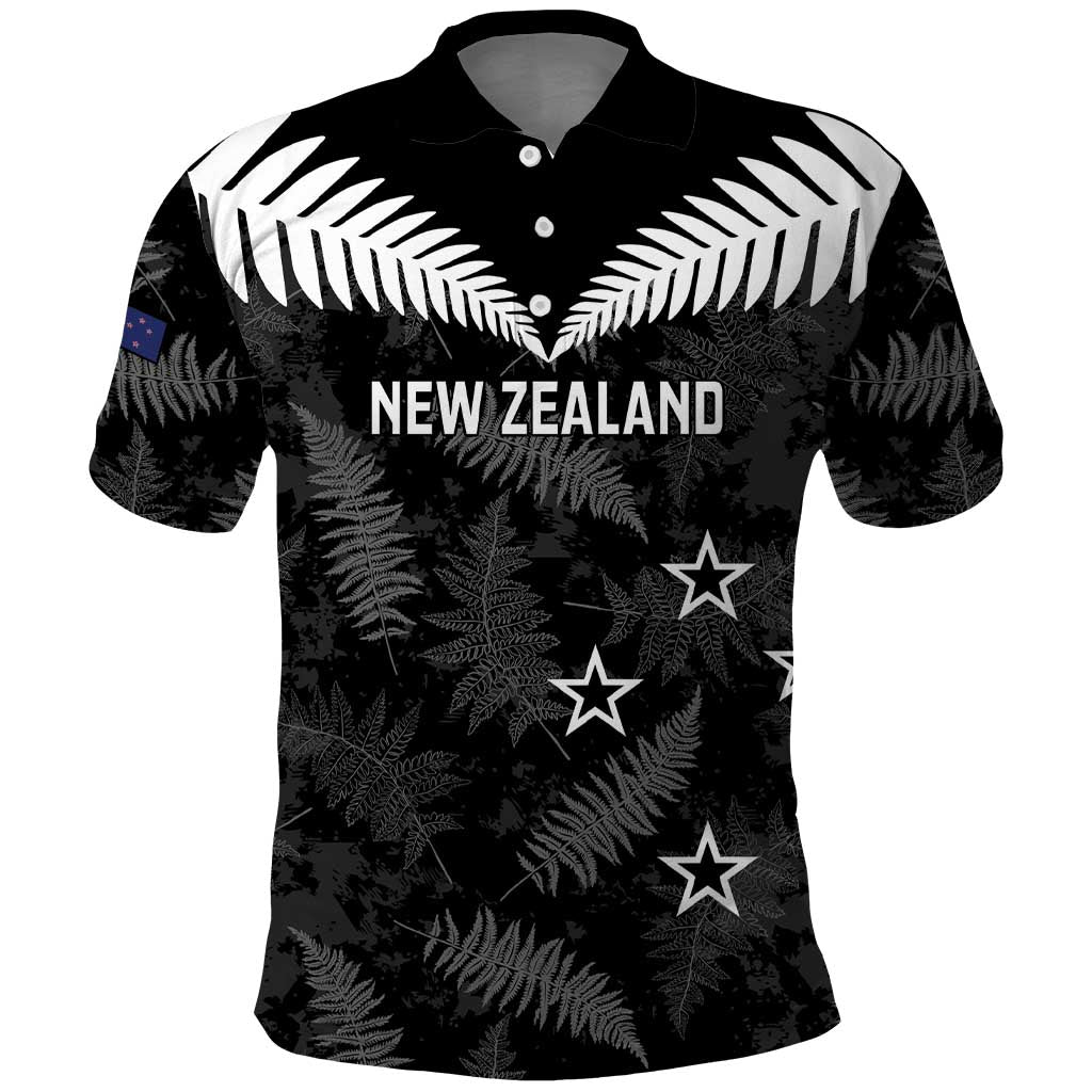 Custom New Zealand Silver Fern Football Polo Shirt Go Aotearoa Grunge Black - Vibe Hoodie