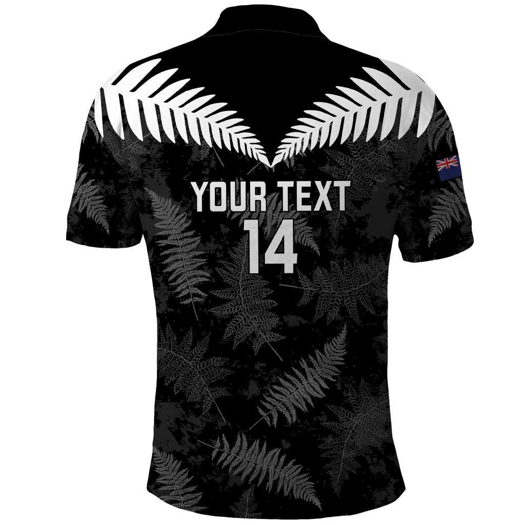Custom New Zealand Silver Fern Football Polo Shirt Go Aotearoa Grunge Black - Vibe Hoodie