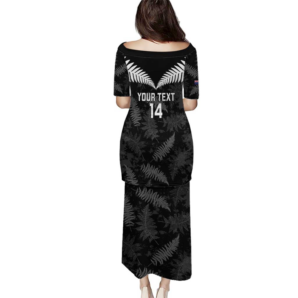 Custom New Zealand Silver Fern Football Puletasi Go Aotearoa Grunge Black - Vibe Hoodie