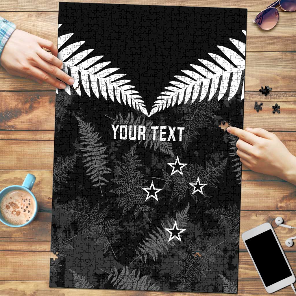 Custom New Zealand Silver Fern Football Puzzle Go Aotearoa Grunge Black - Vibe Hoodie
