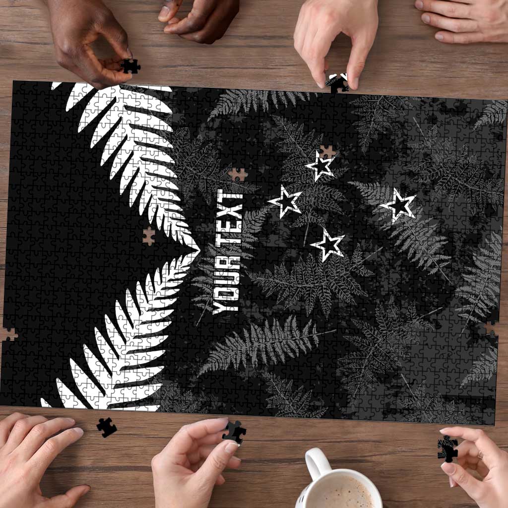 Custom New Zealand Silver Fern Football Puzzle Go Aotearoa Grunge Black - Vibe Hoodie
