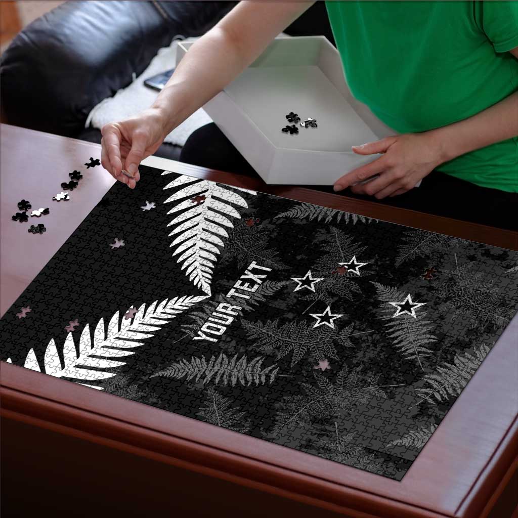 Custom New Zealand Silver Fern Football Puzzle Go Aotearoa Grunge Black - Vibe Hoodie
