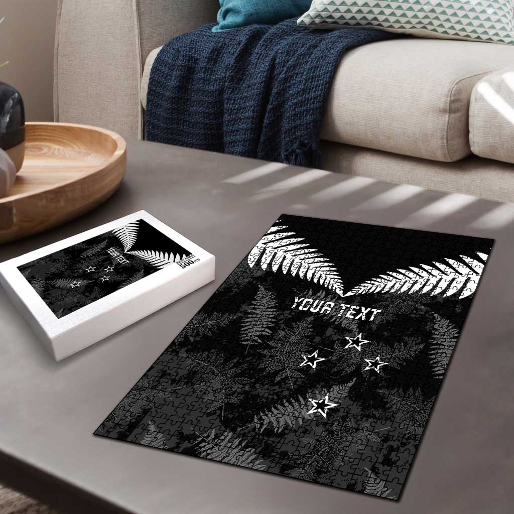 Custom New Zealand Silver Fern Football Puzzle Go Aotearoa Grunge Black - Vibe Hoodie
