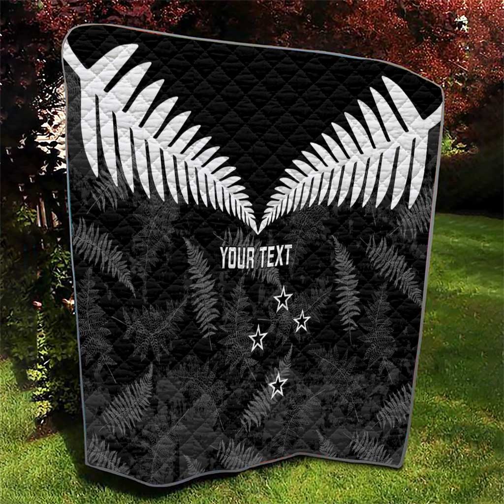 Custom New Zealand Silver Fern Football Quilt Go Aotearoa Grunge Black - Vibe Hoodie