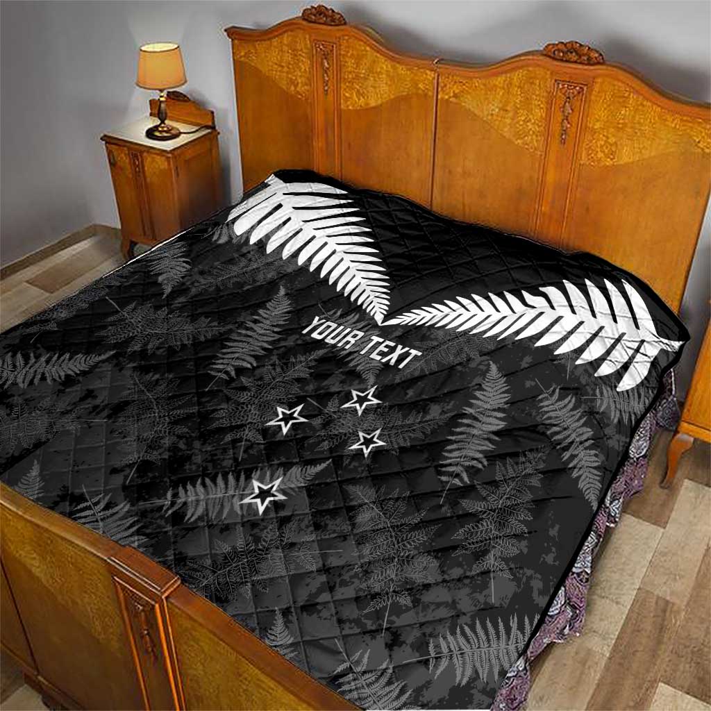 Custom New Zealand Silver Fern Football Quilt Go Aotearoa Grunge Black - Vibe Hoodie