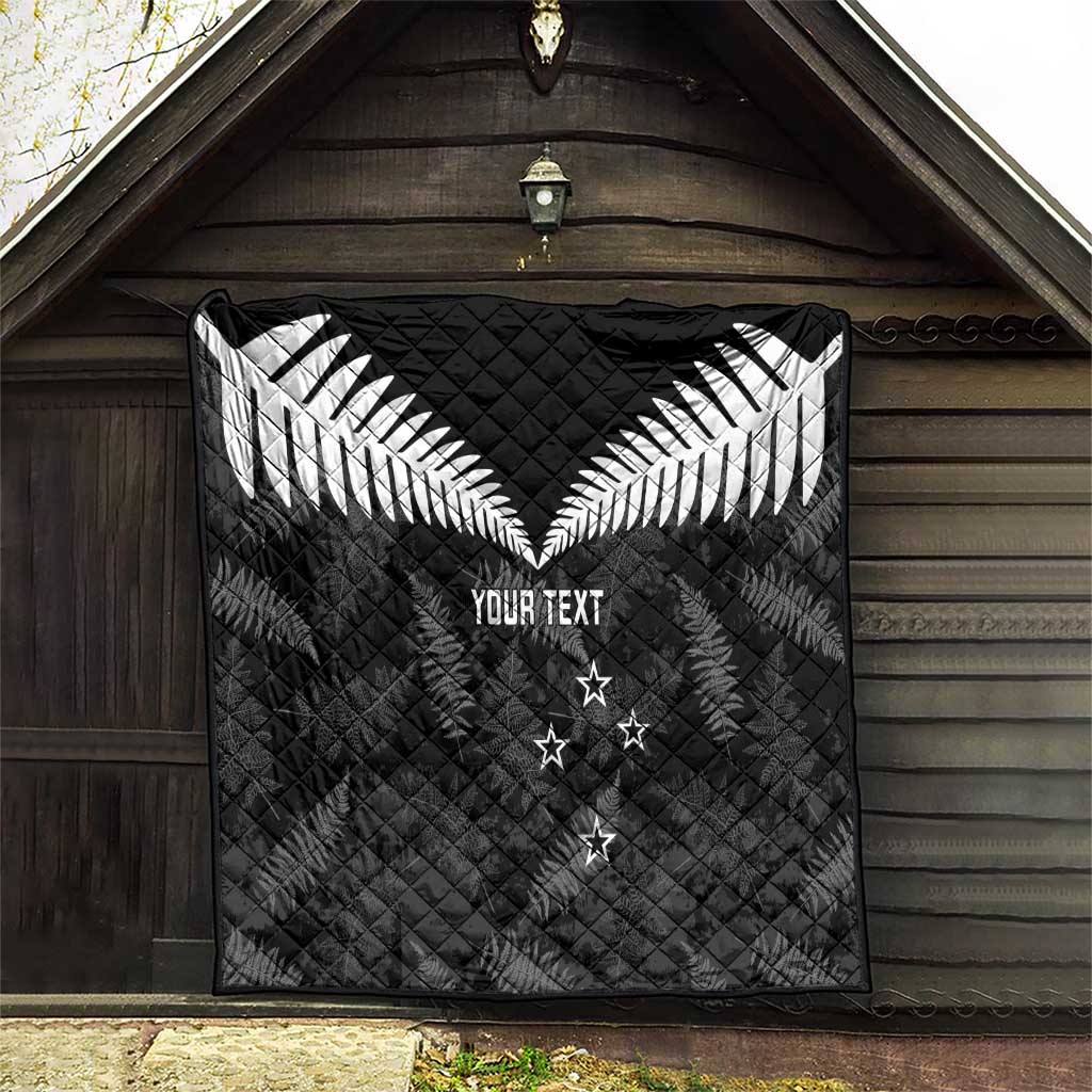 Custom New Zealand Silver Fern Football Quilt Go Aotearoa Grunge Black - Vibe Hoodie
