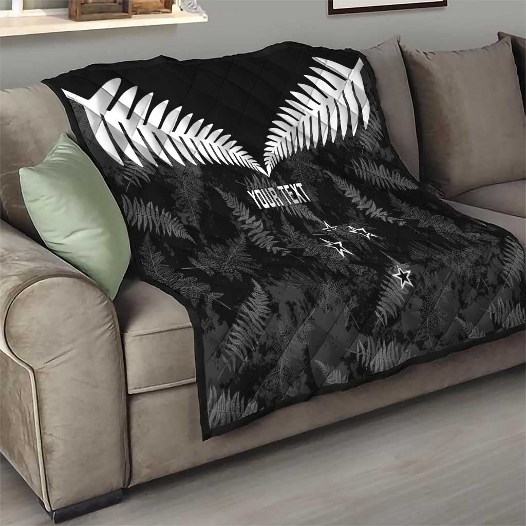 Custom New Zealand Silver Fern Football Quilt Go Aotearoa Grunge Black - Vibe Hoodie