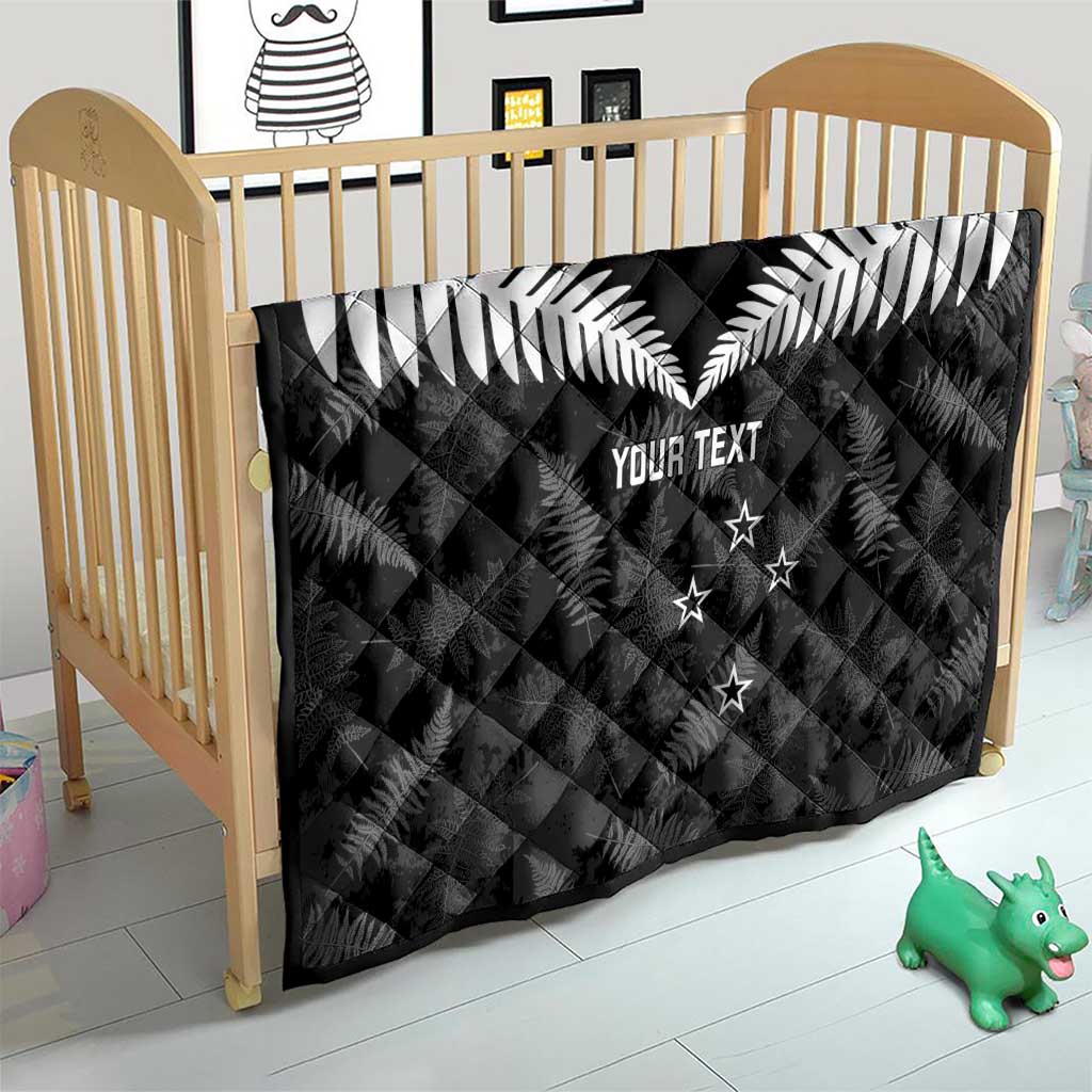 Custom New Zealand Silver Fern Football Quilt Go Aotearoa Grunge Black - Vibe Hoodie