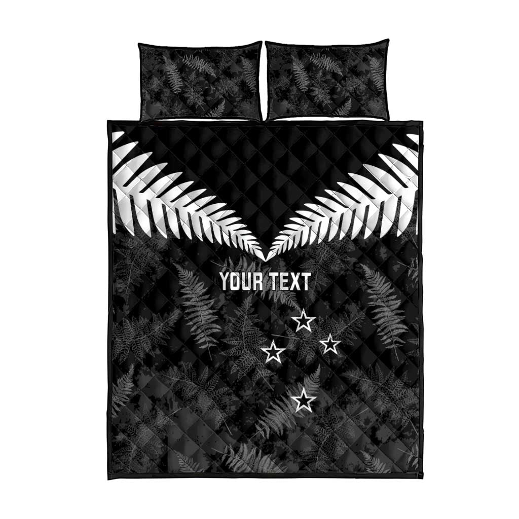 Custom New Zealand Silver Fern Football Quilt Bed Set Go Aotearoa Grunge Black - Vibe Hoodie