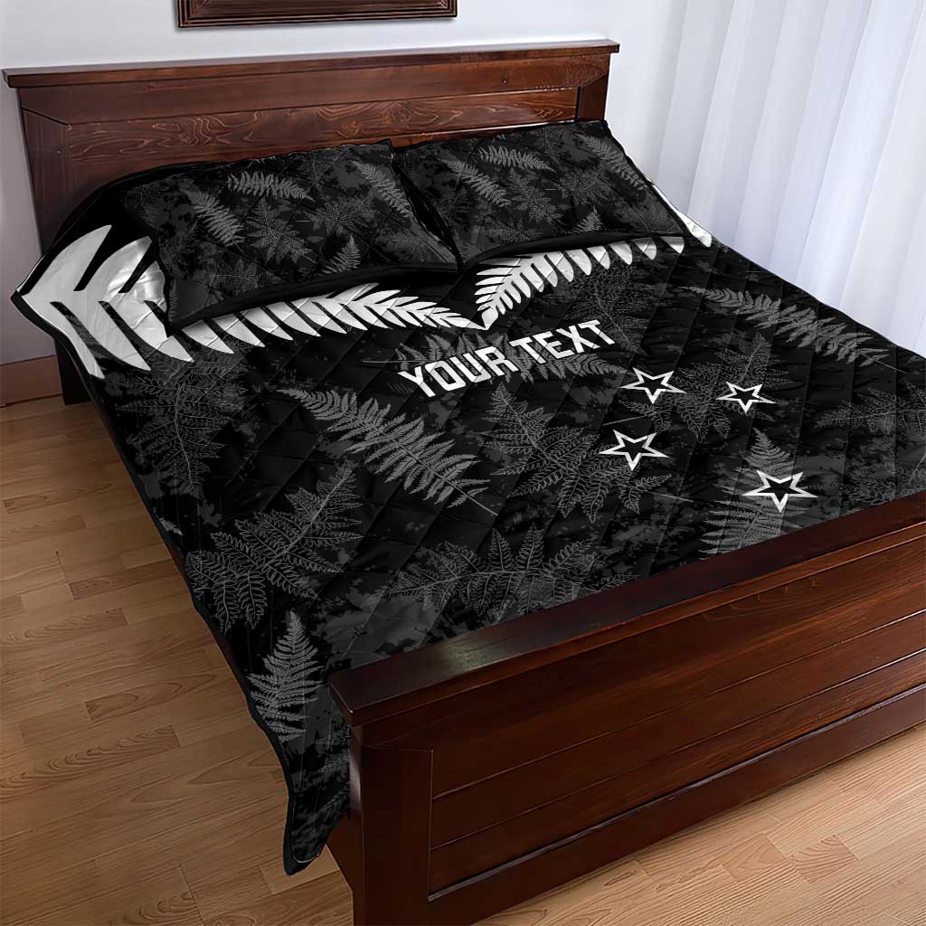 Custom New Zealand Silver Fern Football Quilt Bed Set Go Aotearoa Grunge Black - Vibe Hoodie