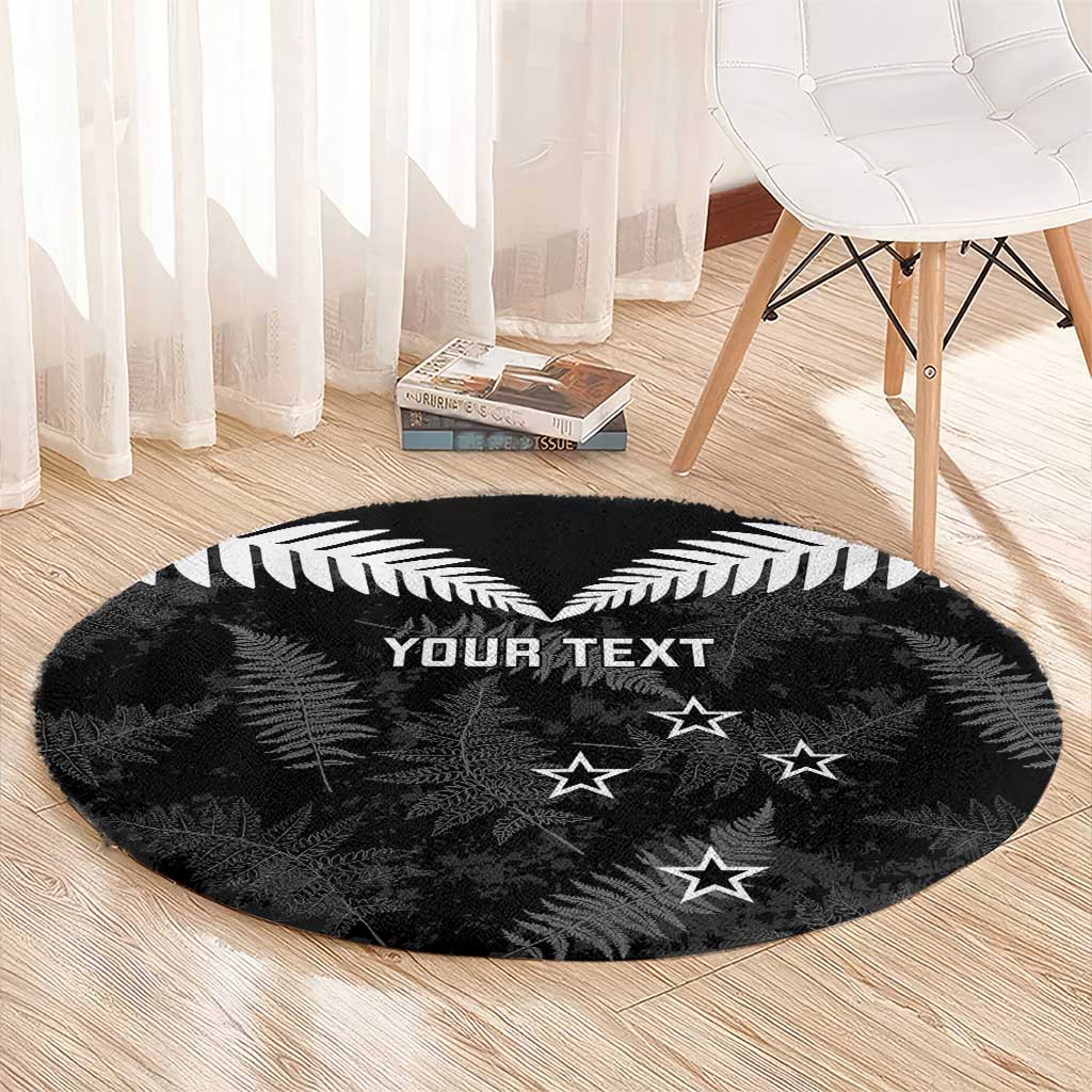 Custom New Zealand Silver Fern Football Round Carpet Go Aotearoa Grunge Black - Vibe Hoodie