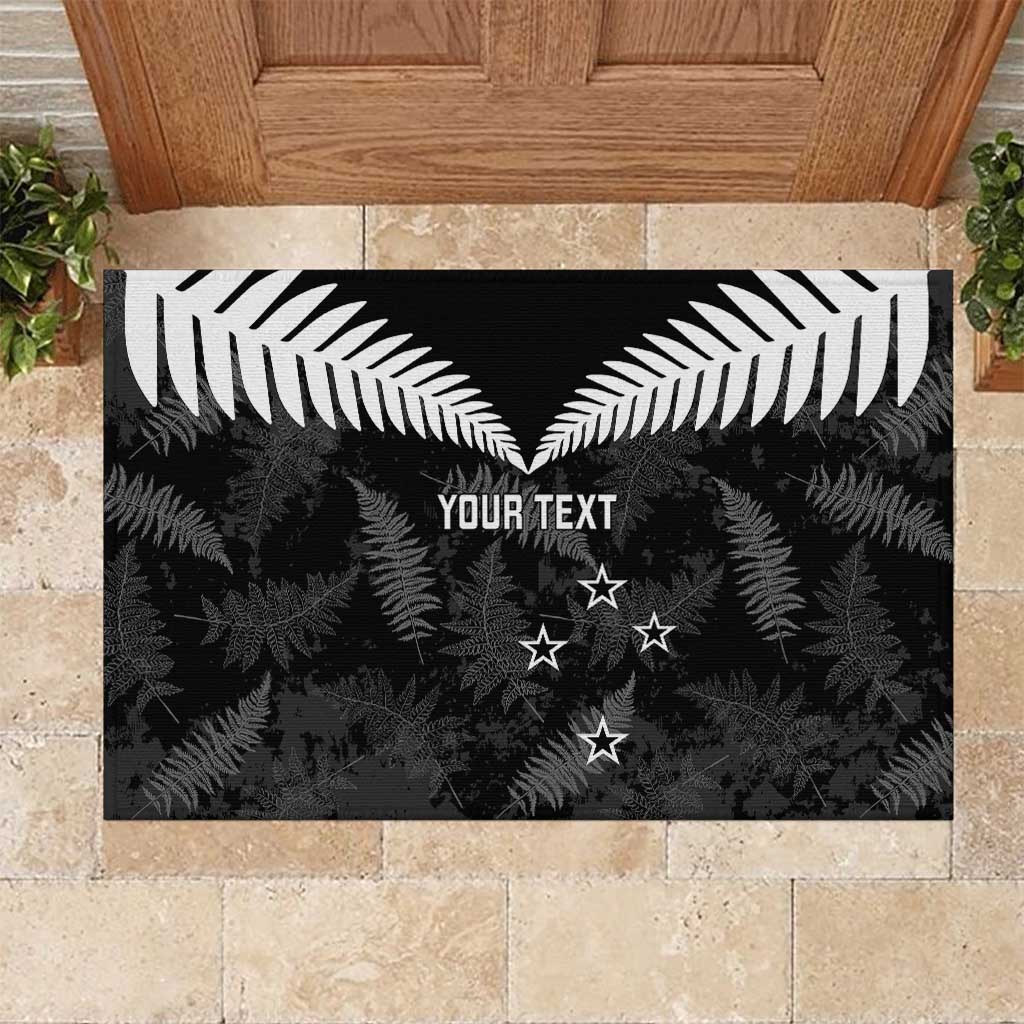 Custom New Zealand Silver Fern Football Rubber Doormat Go Aotearoa Grunge Black - Vibe Hoodie