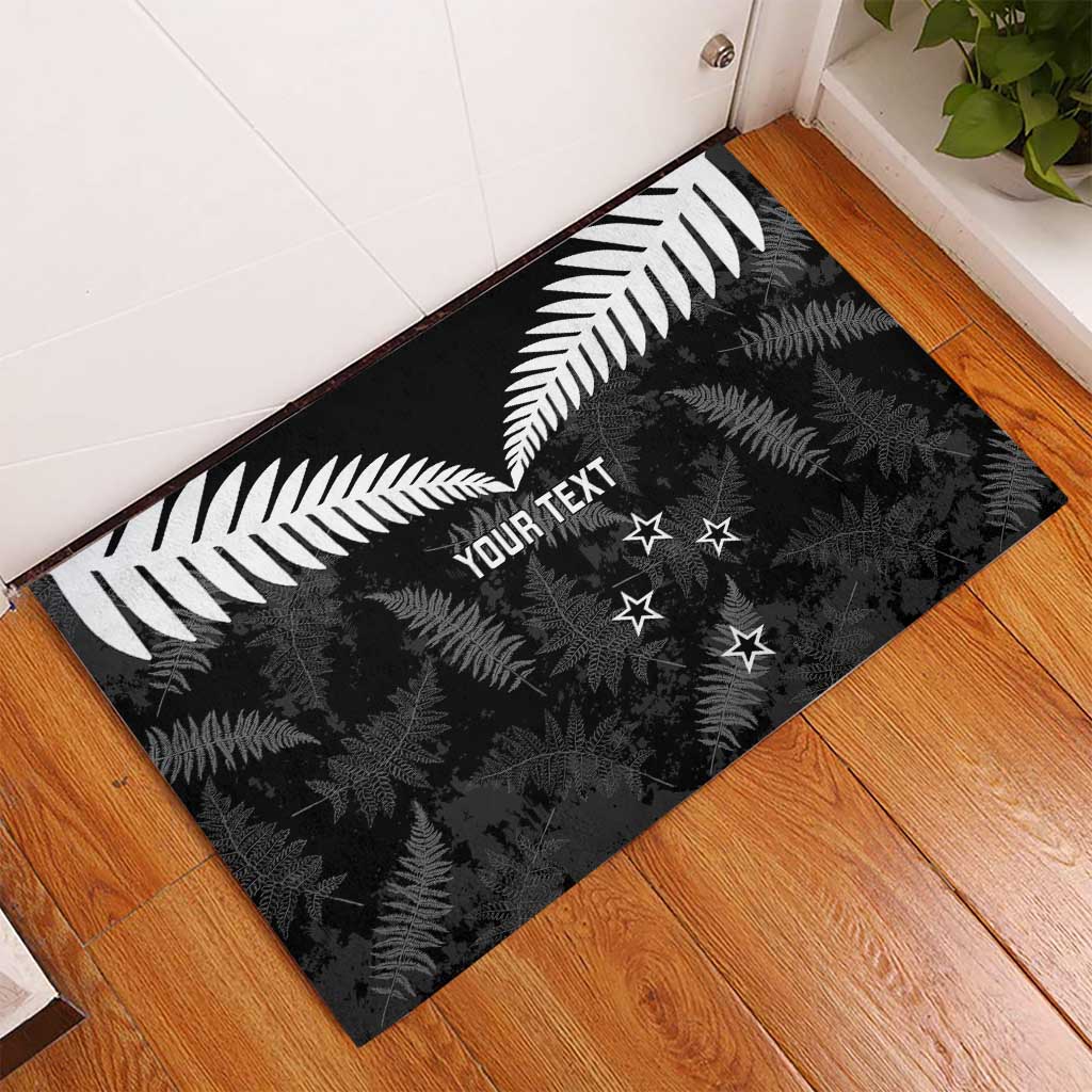 Custom New Zealand Silver Fern Football Rubber Doormat Go Aotearoa Grunge Black - Vibe Hoodie