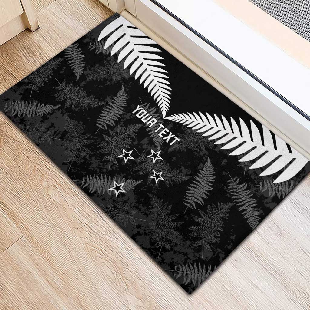 Custom New Zealand Silver Fern Football Rubber Doormat Go Aotearoa Grunge Black - Vibe Hoodie