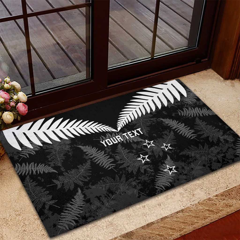 Custom New Zealand Silver Fern Football Rubber Doormat Go Aotearoa Grunge Black - Vibe Hoodie