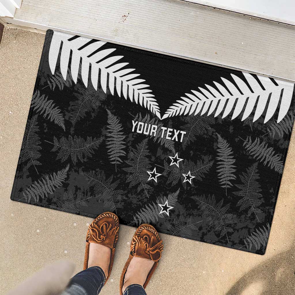 Custom New Zealand Silver Fern Football Rubber Doormat Go Aotearoa Grunge Black - Vibe Hoodie