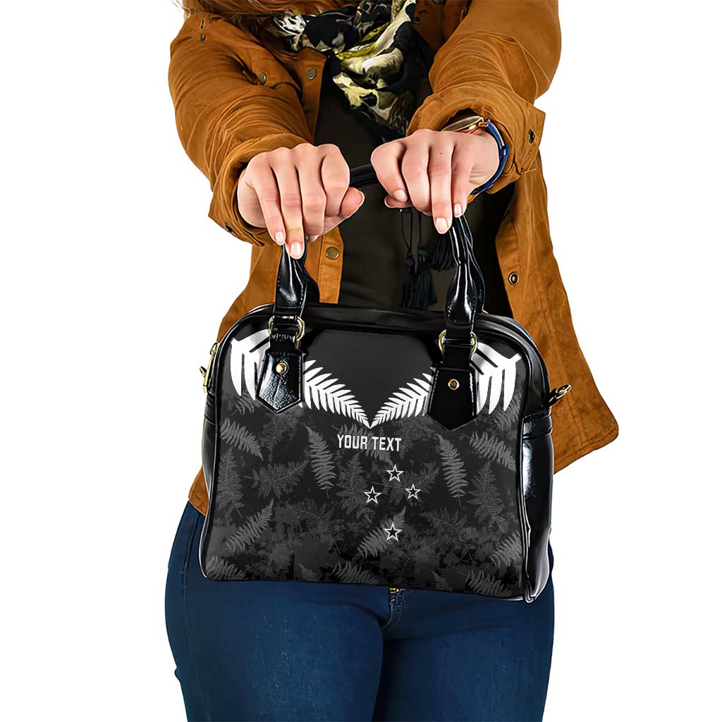 Custom New Zealand Silver Fern Football Shoulder Handbag Go Aotearoa Grunge Black - Vibe Hoodie