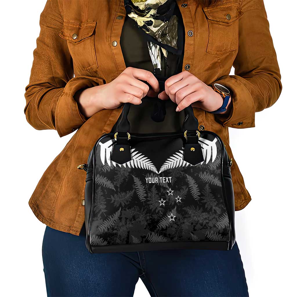 Custom New Zealand Silver Fern Football Shoulder Handbag Go Aotearoa Grunge Black - Vibe Hoodie