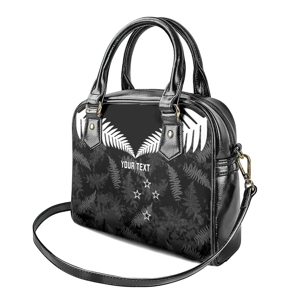 Custom New Zealand Silver Fern Football Shoulder Handbag Go Aotearoa Grunge Black - Vibe Hoodie