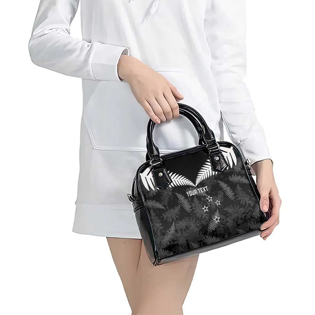 Custom New Zealand Silver Fern Football Shoulder Handbag Go Aotearoa Grunge Black - Vibe Hoodie
