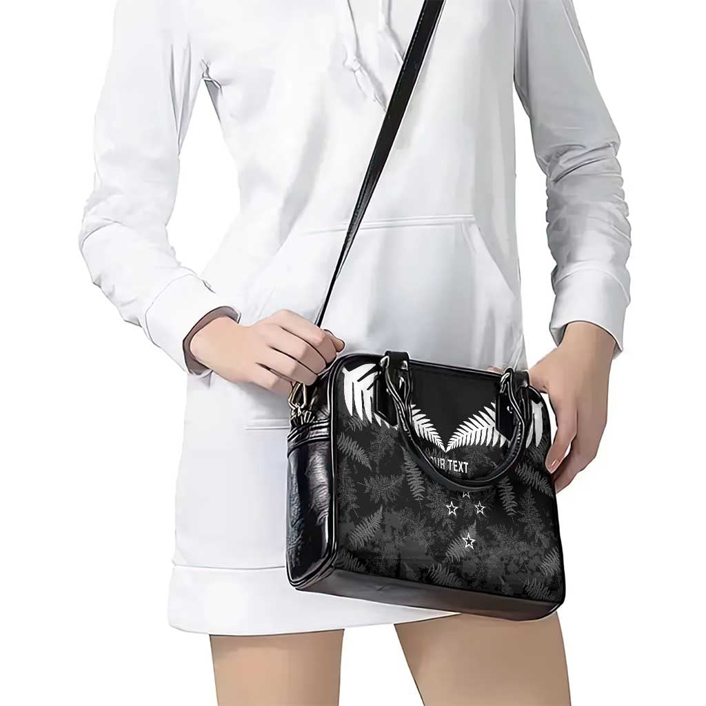 Custom New Zealand Silver Fern Football Shoulder Handbag Go Aotearoa Grunge Black - Vibe Hoodie