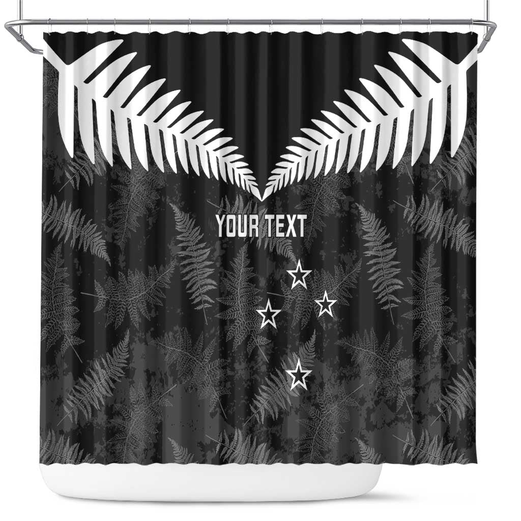 Custom New Zealand Silver Fern Football Shower Curtain Go Aotearoa Grunge Black - Vibe Hoodie
