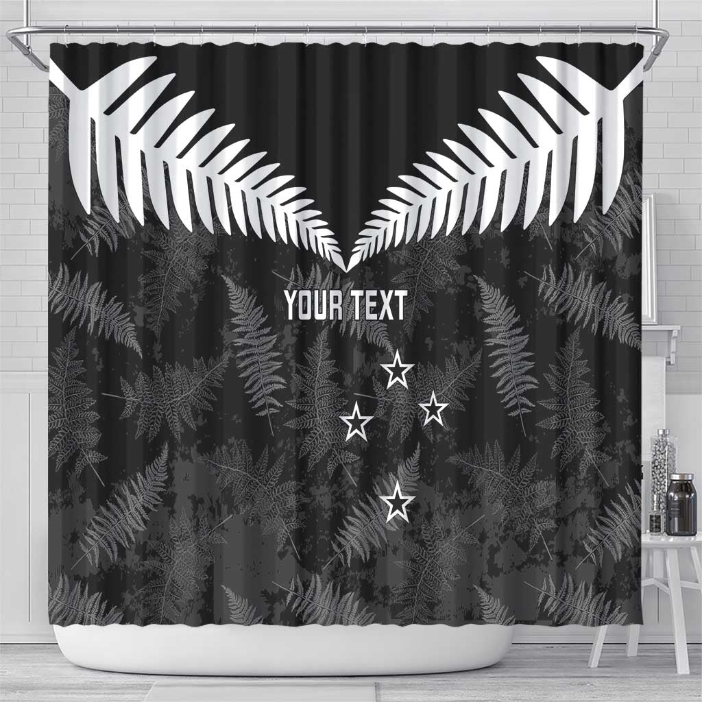 Custom New Zealand Silver Fern Football Shower Curtain Go Aotearoa Grunge Black - Vibe Hoodie