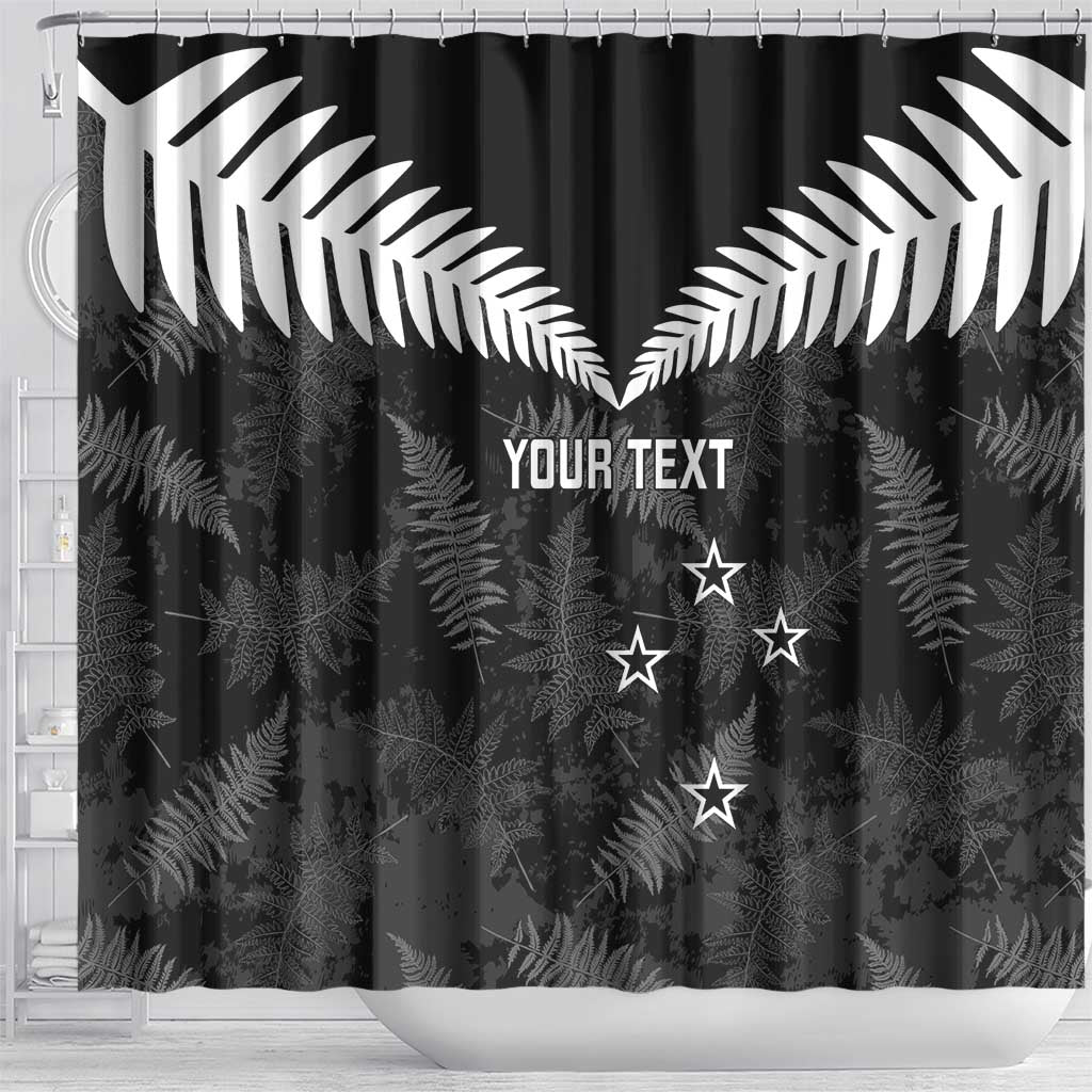 Custom New Zealand Silver Fern Football Shower Curtain Go Aotearoa Grunge Black - Vibe Hoodie