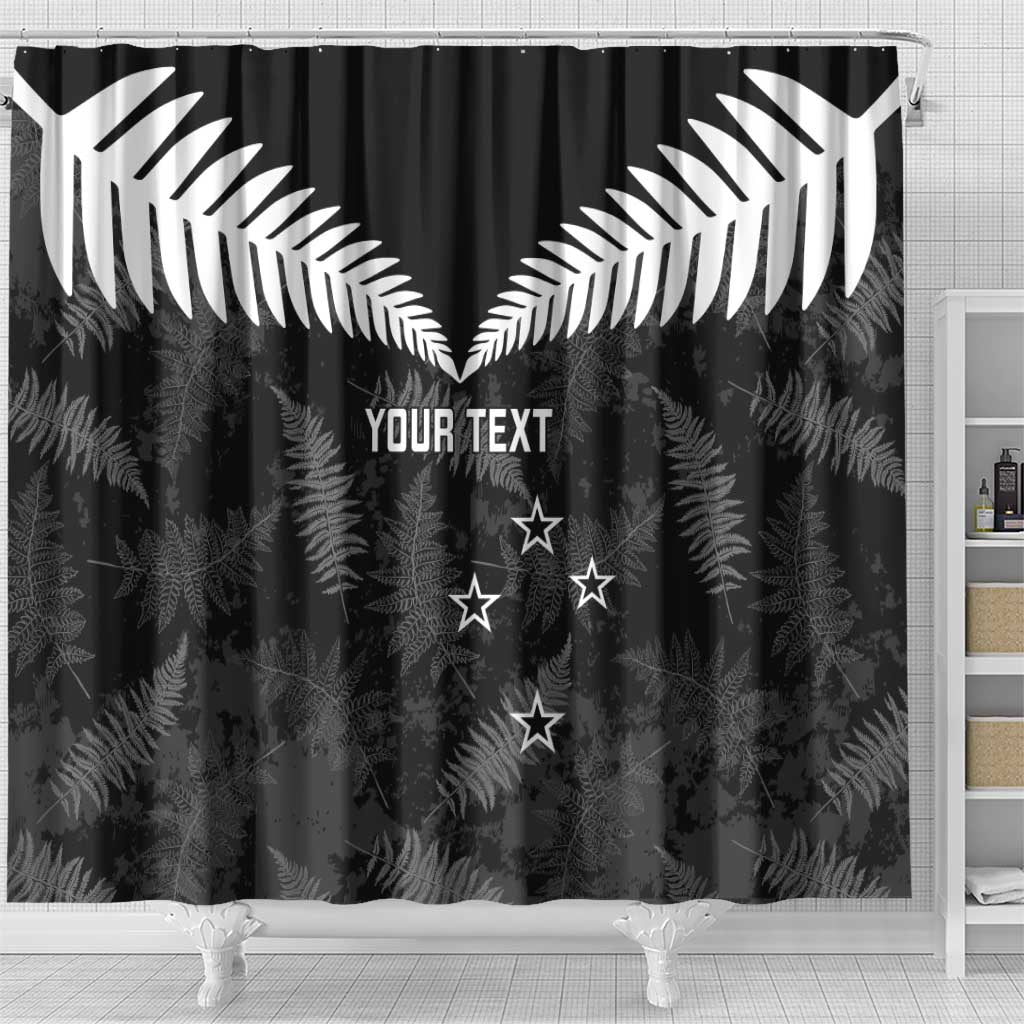 Custom New Zealand Silver Fern Football Shower Curtain Go Aotearoa Grunge Black - Vibe Hoodie