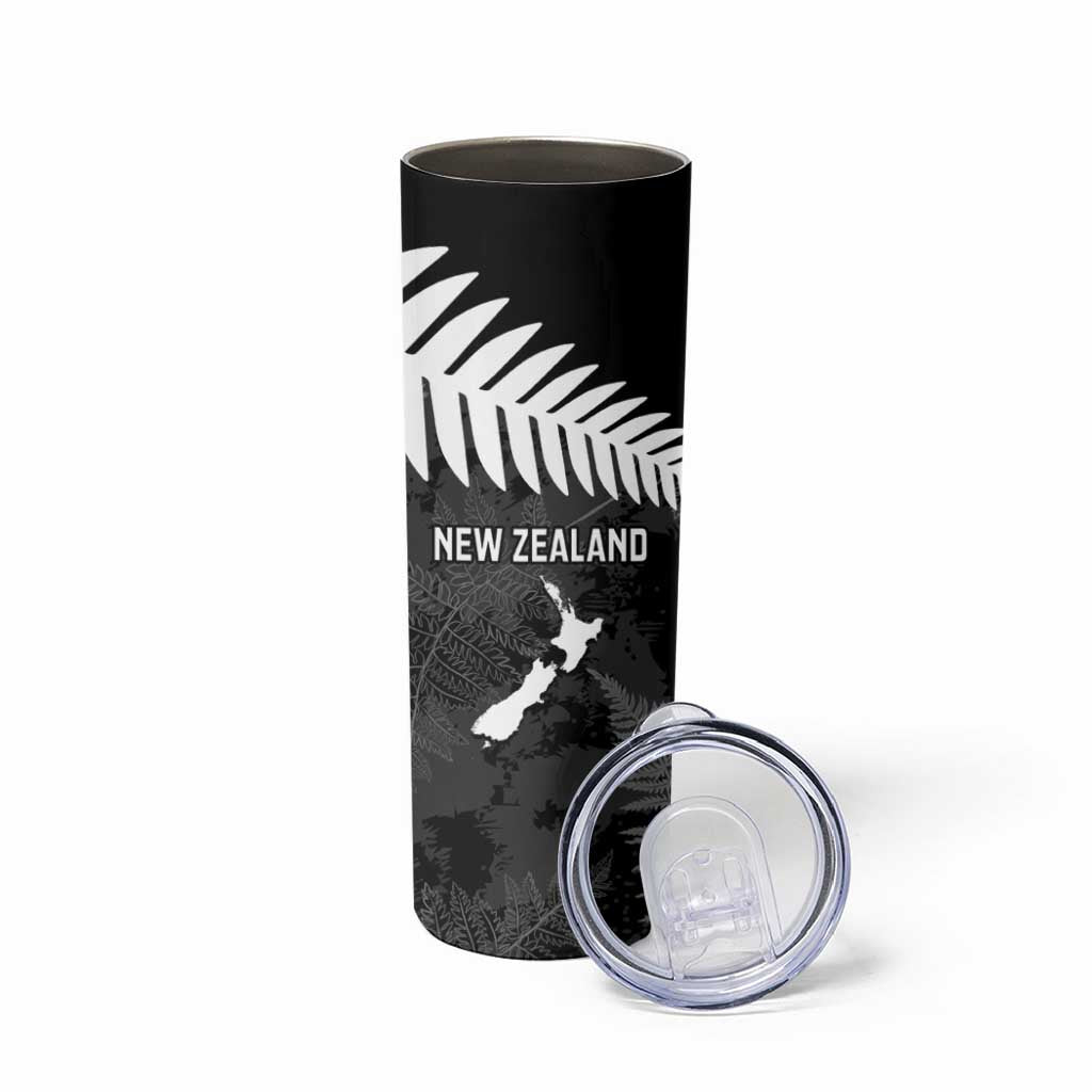 Custom New Zealand Silver Fern Football Skinny Tumbler Go Aotearoa Grunge Black - Vibe Hoodie