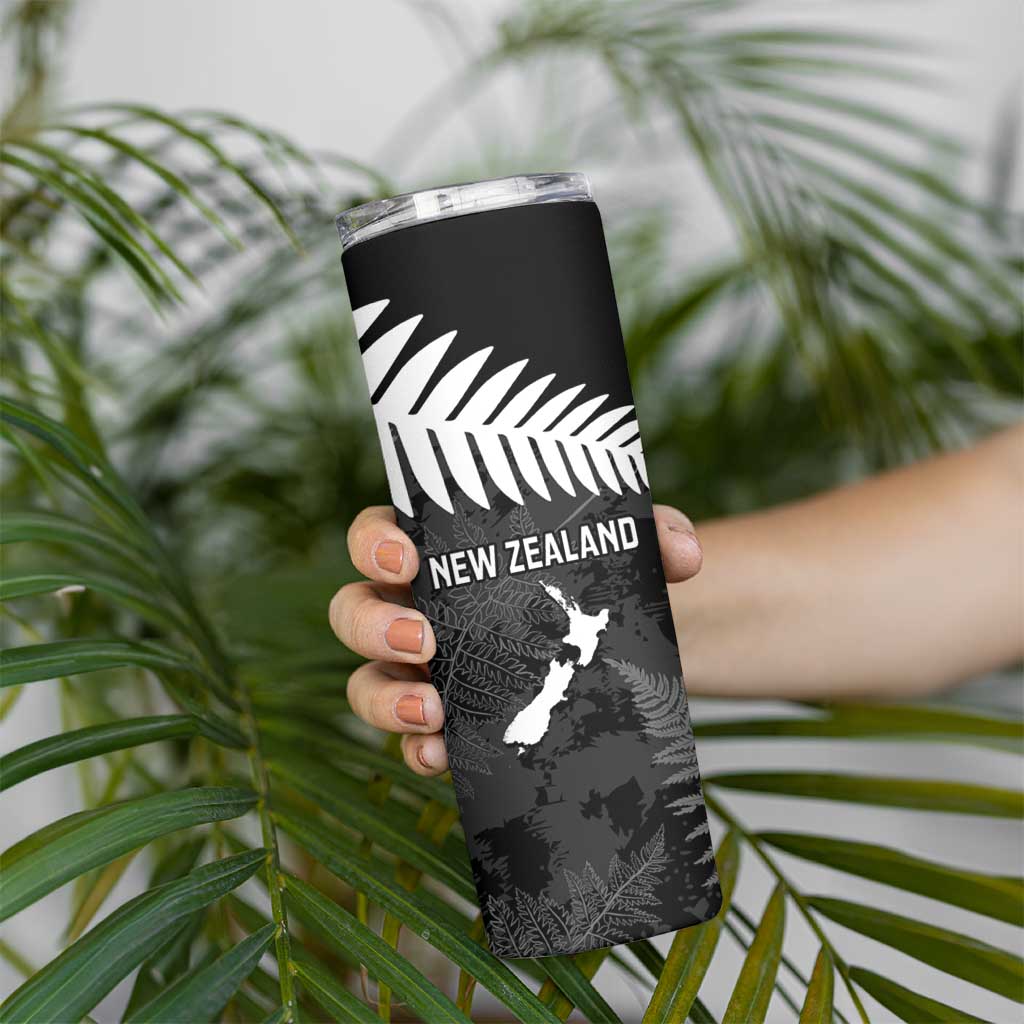 Custom New Zealand Silver Fern Football Skinny Tumbler Go Aotearoa Grunge Black - Vibe Hoodie