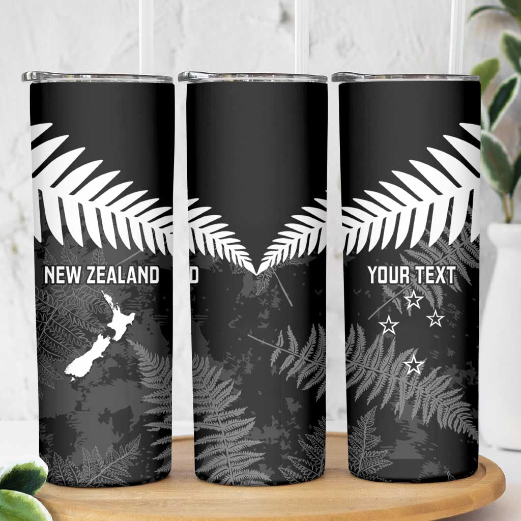 Custom New Zealand Silver Fern Football Skinny Tumbler Go Aotearoa Grunge Black - Vibe Hoodie