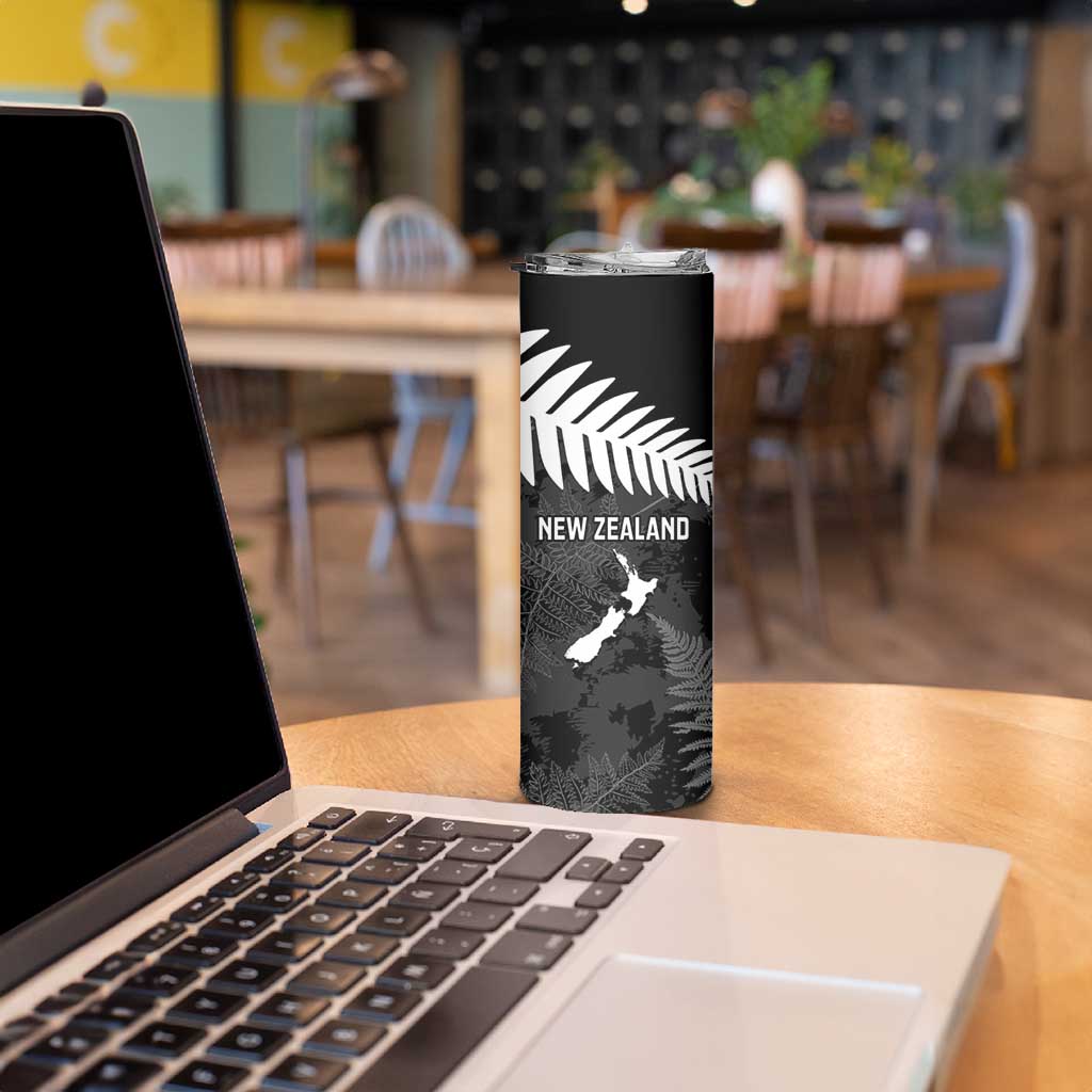 Custom New Zealand Silver Fern Football Skinny Tumbler Go Aotearoa Grunge Black - Vibe Hoodie