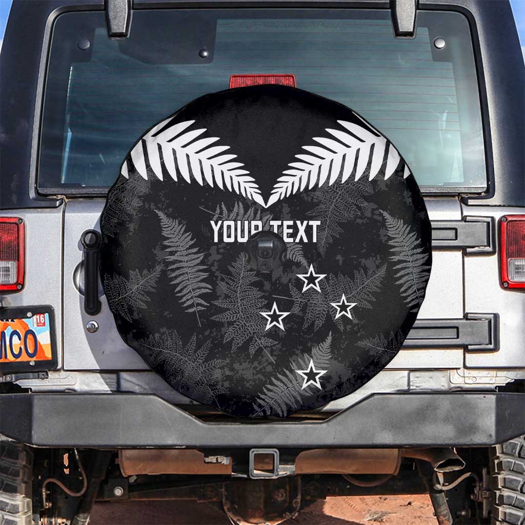 Custom New Zealand Silver Fern Football Spare Tire Cover Go Aotearoa Grunge Black - Vibe Hoodie