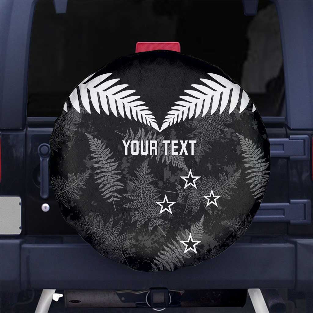 Custom New Zealand Silver Fern Football Spare Tire Cover Go Aotearoa Grunge Black - Vibe Hoodie