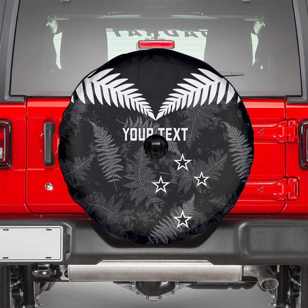 Custom New Zealand Silver Fern Football Spare Tire Cover Go Aotearoa Grunge Black - Vibe Hoodie