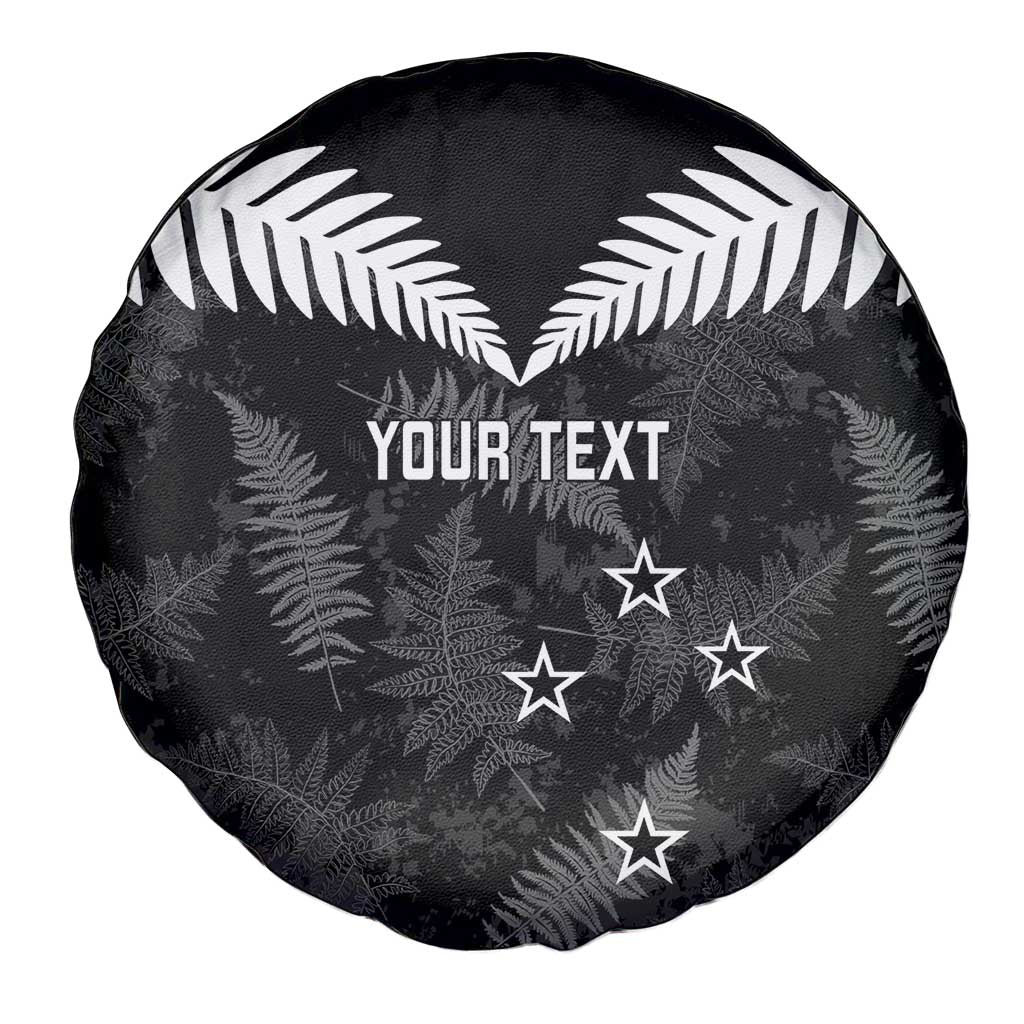 Custom New Zealand Silver Fern Football Spare Tire Cover Go Aotearoa Grunge Black - Vibe Hoodie