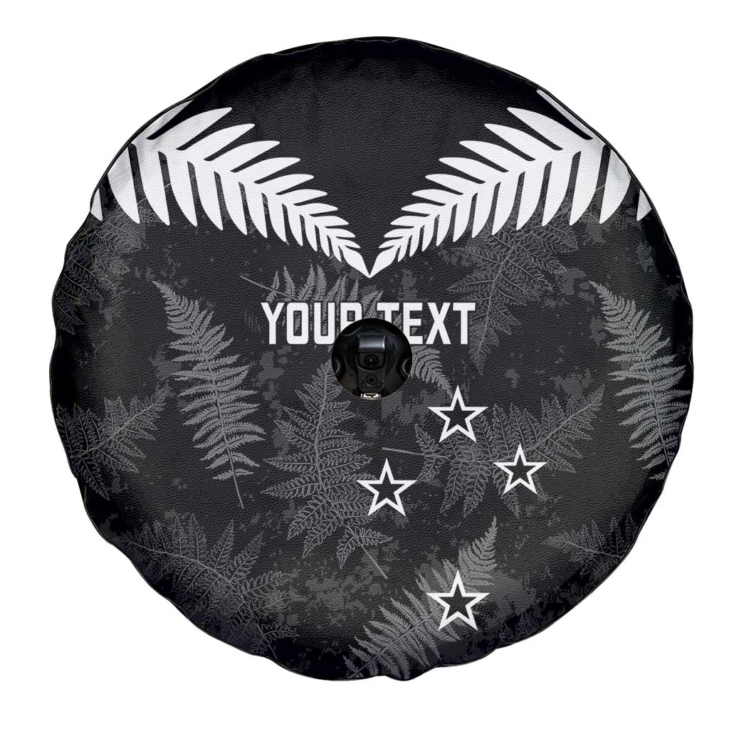 Custom New Zealand Silver Fern Football Spare Tire Cover Go Aotearoa Grunge Black - Vibe Hoodie