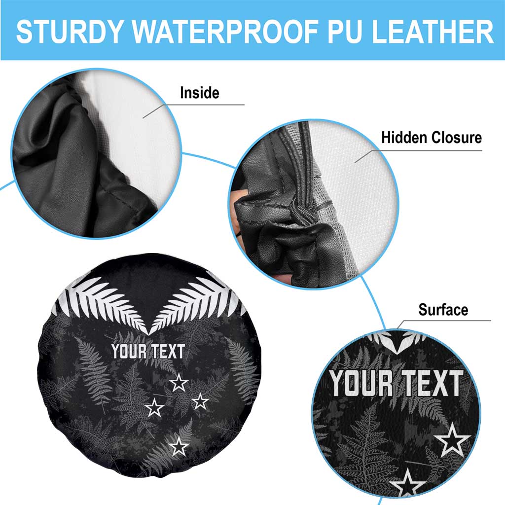 Custom New Zealand Silver Fern Football Spare Tire Cover Go Aotearoa Grunge Black - Vibe Hoodie