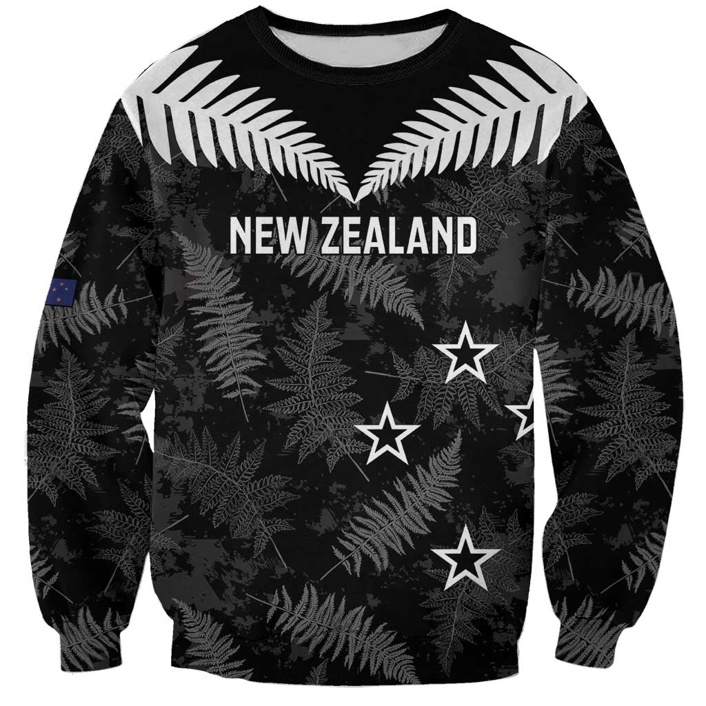 Custom New Zealand Silver Fern Football Sweatshirt Go Aotearoa Grunge Black - Vibe Hoodie