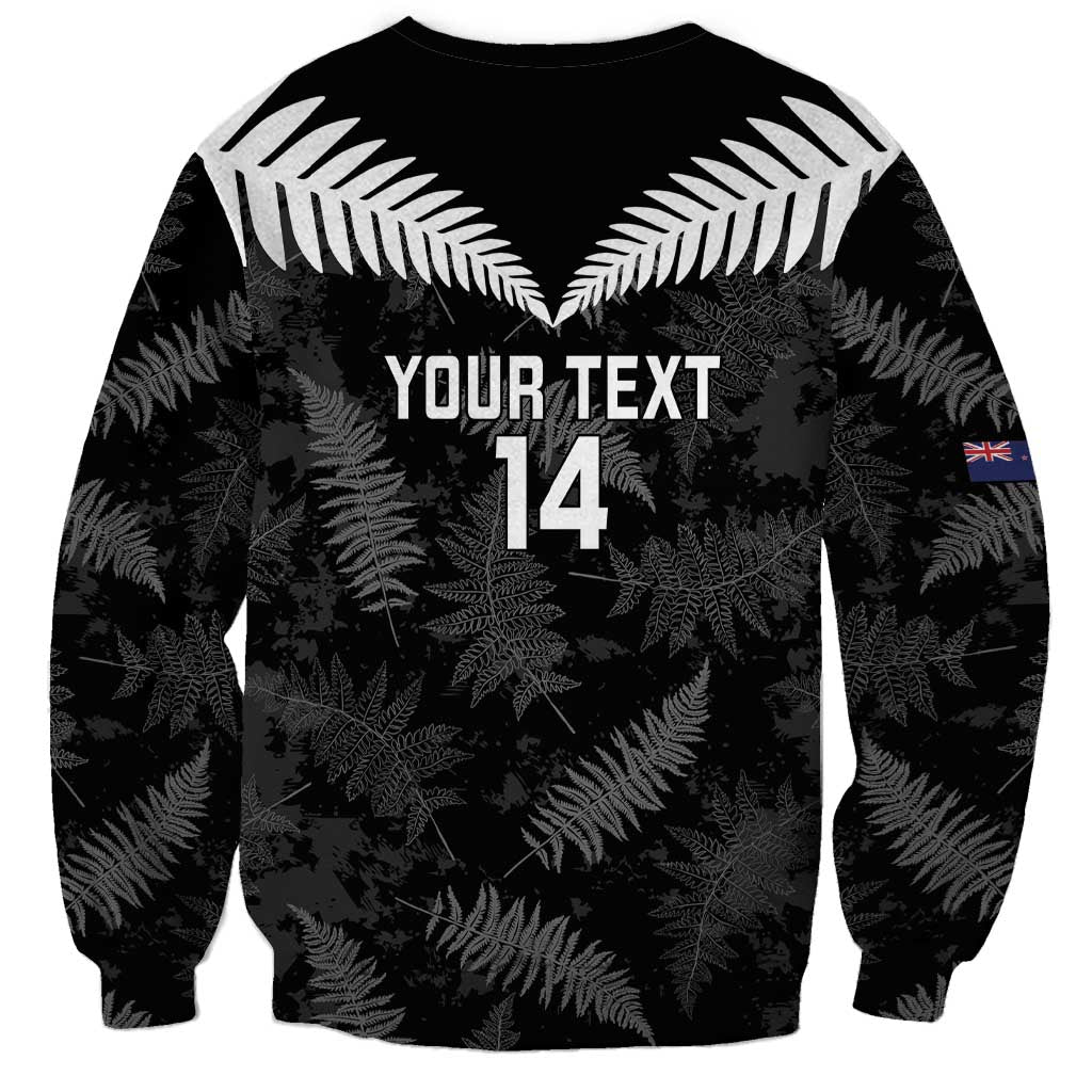 Custom New Zealand Silver Fern Football Sweatshirt Go Aotearoa Grunge Black - Vibe Hoodie