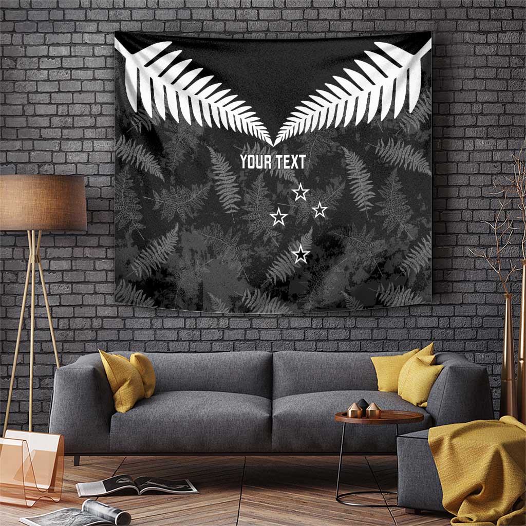 Custom New Zealand Silver Fern Football Tapestry Go Aotearoa Grunge Black - Vibe Hoodie