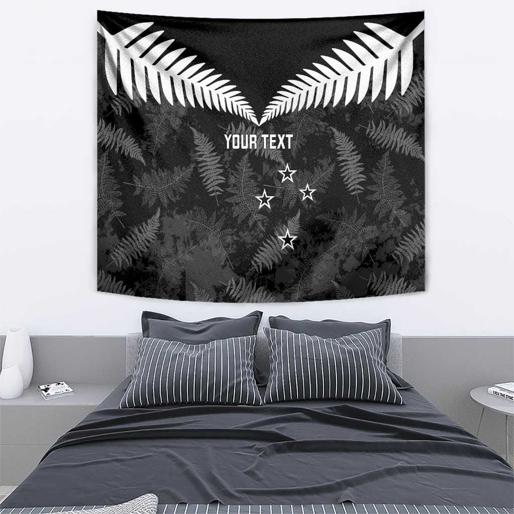 Custom New Zealand Silver Fern Football Tapestry Go Aotearoa Grunge Black - Vibe Hoodie