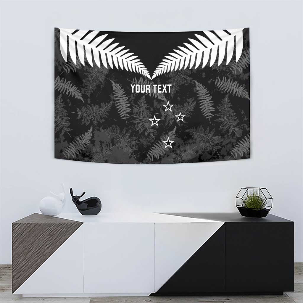 Custom New Zealand Silver Fern Football Tapestry Go Aotearoa Grunge Black - Vibe Hoodie