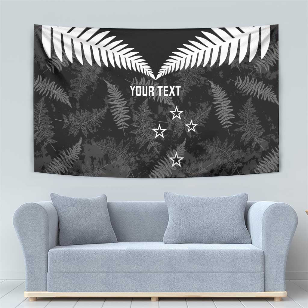 Custom New Zealand Silver Fern Football Tapestry Go Aotearoa Grunge Black - Vibe Hoodie