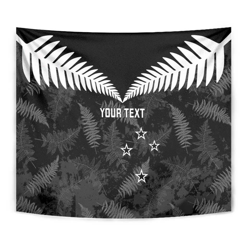 Custom New Zealand Silver Fern Football Tapestry Go Aotearoa Grunge Black - Vibe Hoodie