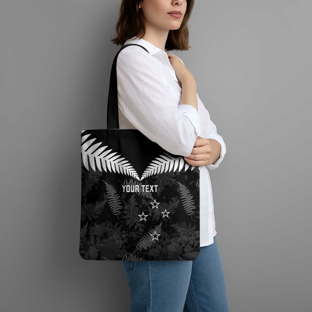 Custom New Zealand Silver Fern Football Tote Bag Go Aotearoa Grunge Black - Vibe Hoodie