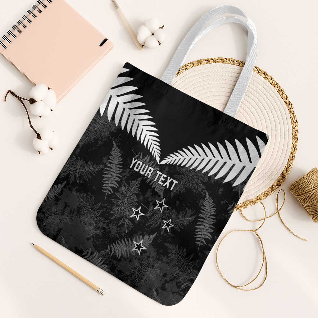 Custom New Zealand Silver Fern Football Tote Bag Go Aotearoa Grunge Black - Vibe Hoodie