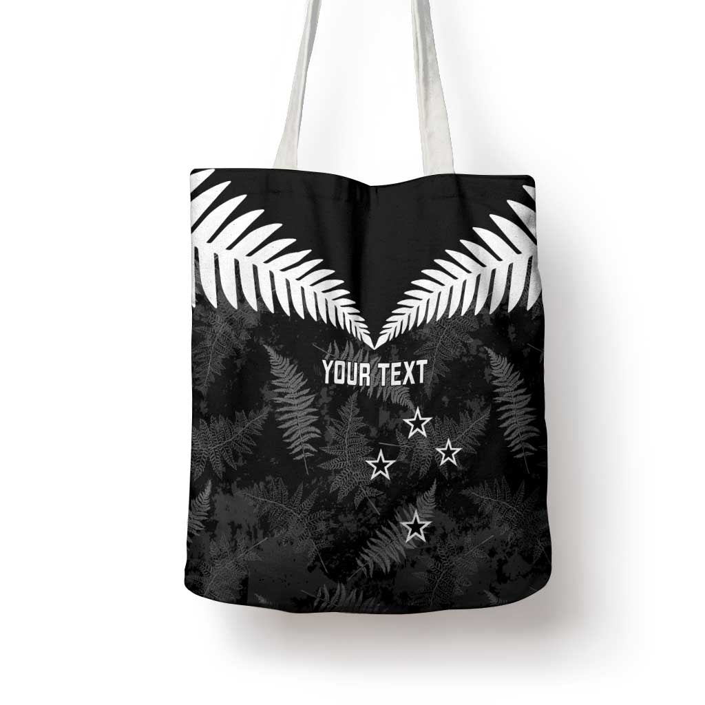 Custom New Zealand Silver Fern Football Tote Bag Go Aotearoa Grunge Black - Vibe Hoodie
